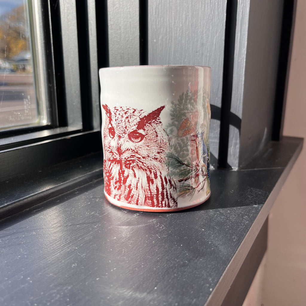 Decaled Owl Mug 14 by Justin Rothshank