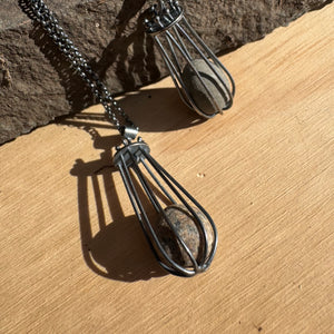 Basket and Stone Necklace by Lakestone Jewelry