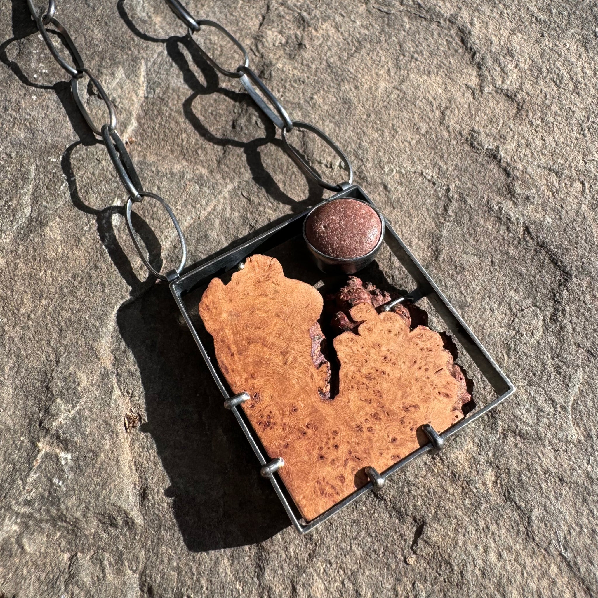 Burl and Box Neckwire Necklace by Lakestone Jewelry