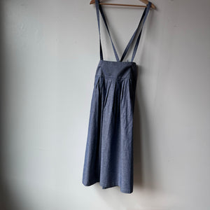 Chambray Suspender Skirt in Blue by Sarahwear