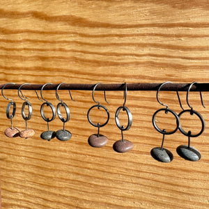 Circle and Stone Earrings by Lakestone Jewelry