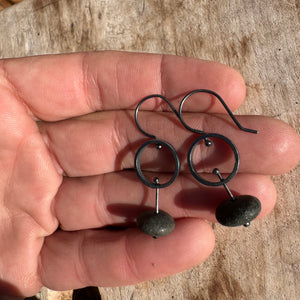 Circle and Stone Earrings by Lakestone Jewelry