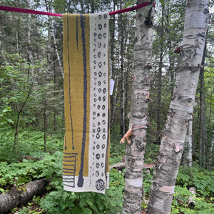 Cosmos Blanket in Cream and Moss by My Friend Suzy Pilgrim Waters