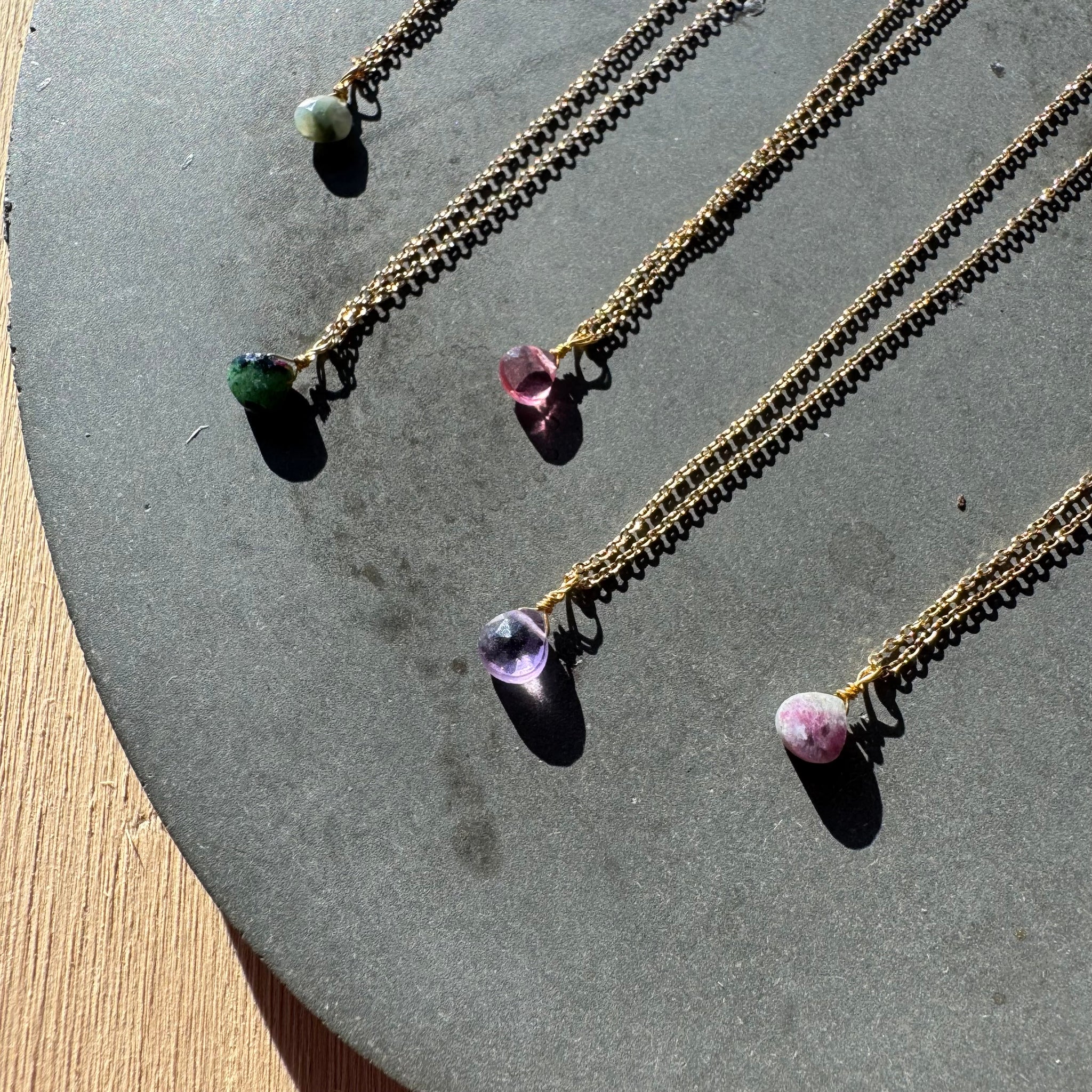 Delicate Teardrop Stone Necklace by RDB 1