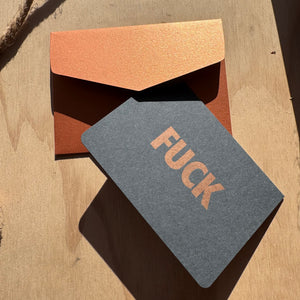 FOLDED CARD FUCK + COPPER ENVELOPE by Le Typographe