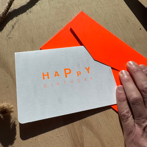 FOLDED CARD HAPPY BIRTHDAY DANCING + FLUO ORANGE ENVELOPE by Le Typographe