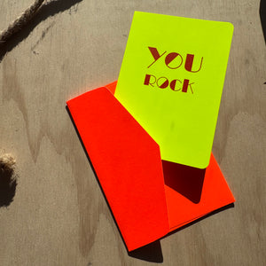 FOLDED CARD YOU ROCK + FLUO ORANGE ENVELOPE by Le Typographe