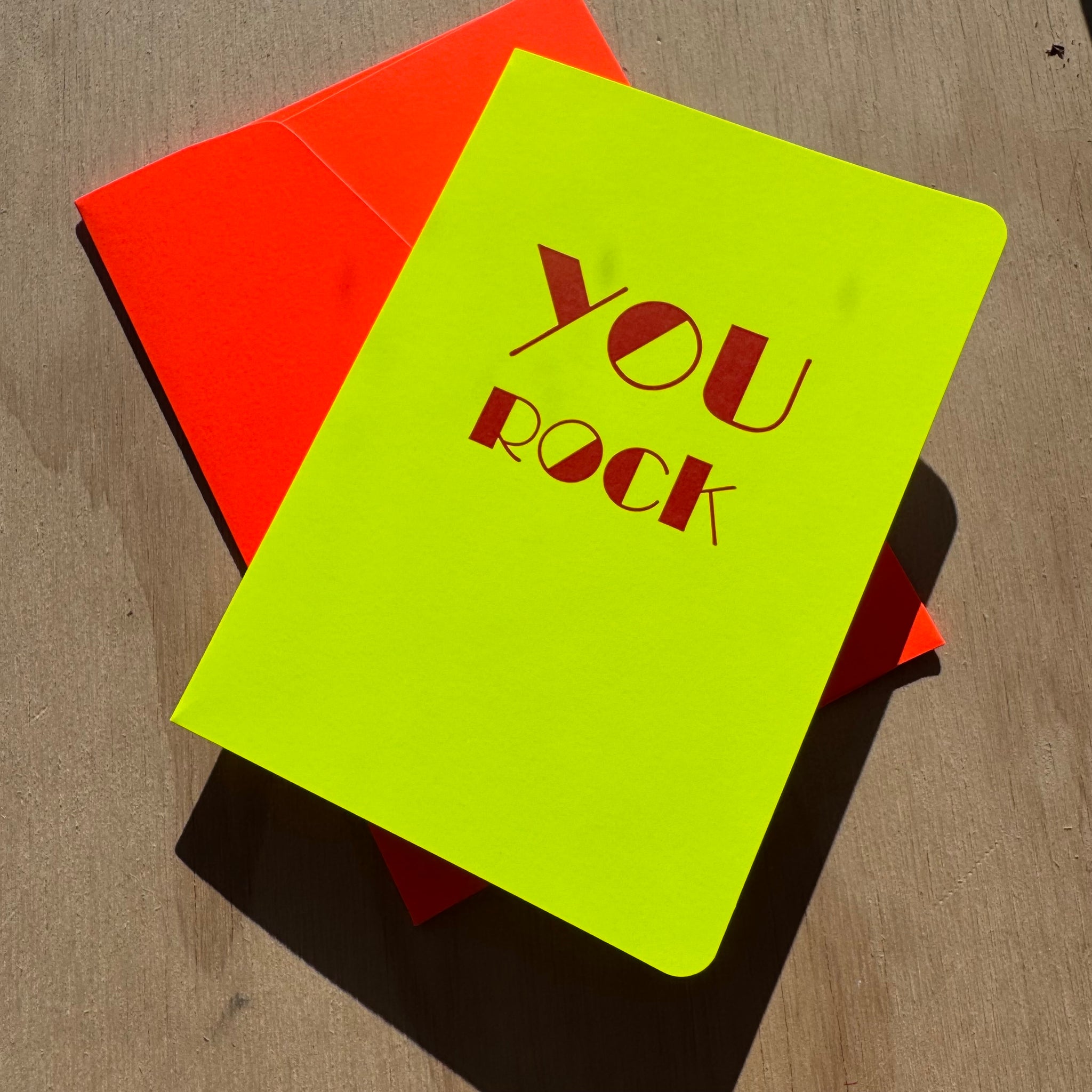 FOLDED CARD YOU ROCK + FLUO ORANGE ENVELOPE by Le Typographe