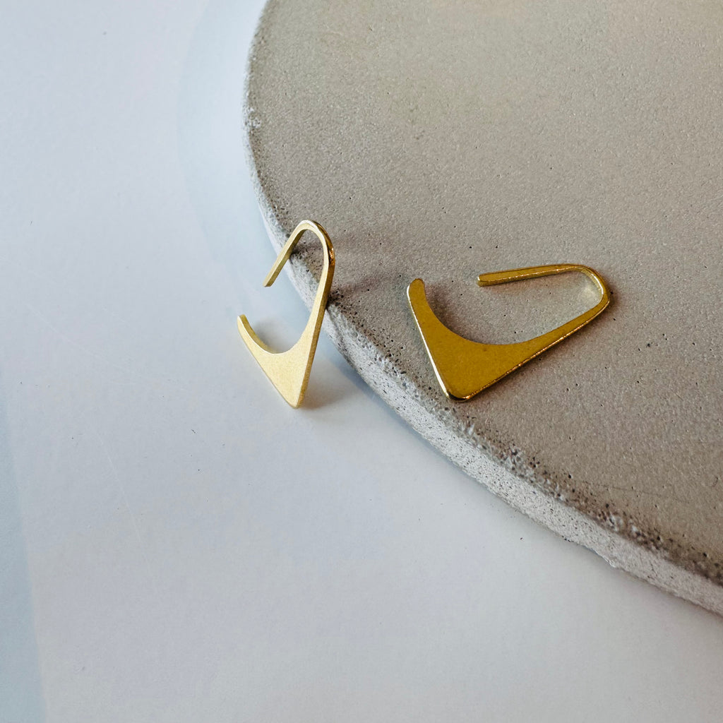 Wave Hook Earrings in Brass by Mulxiply