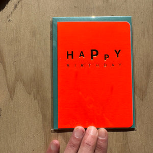 HAPPY BIRTHDAY FLUO ORANGE HOT FOIL + MINT ENVELOPE by Le Typographe