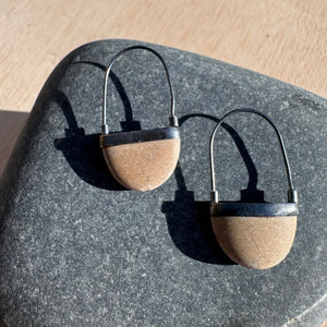 Half Rock Hoop Earrings by Lakestone Jewelry