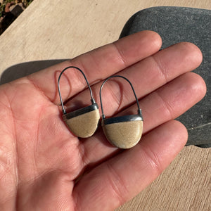 Half Rock Hoop Earrings by Lakestone Jewelry