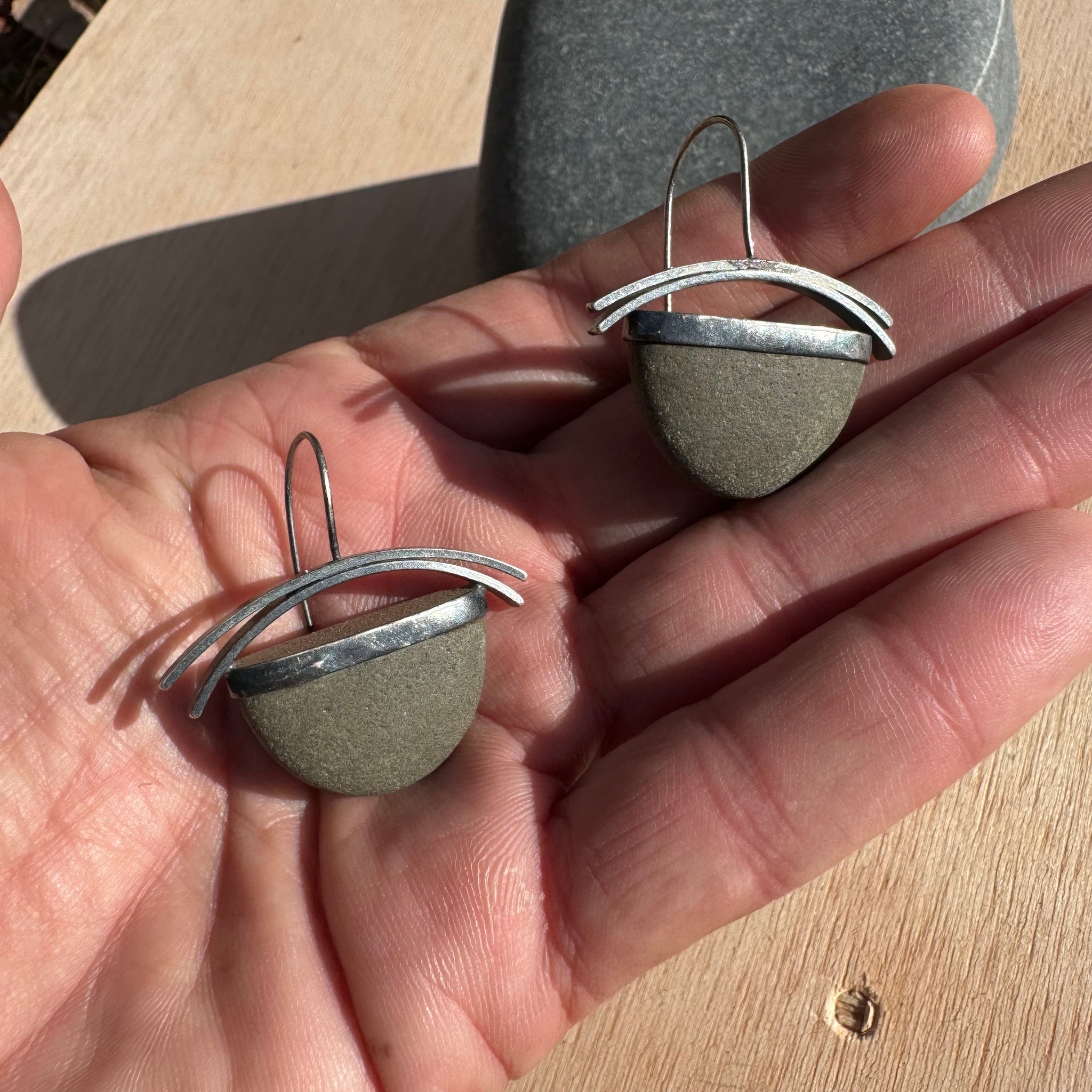 Half Rock with Curved Arches Earrings by Lakestone Jewelry