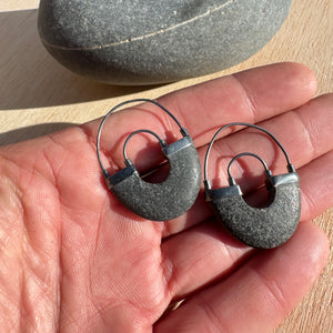 Half Stone Hoop Earrings by Lakestone Jewelry