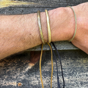 Hammered Brass Cuff with Braided Cotton by Mathias Chaize