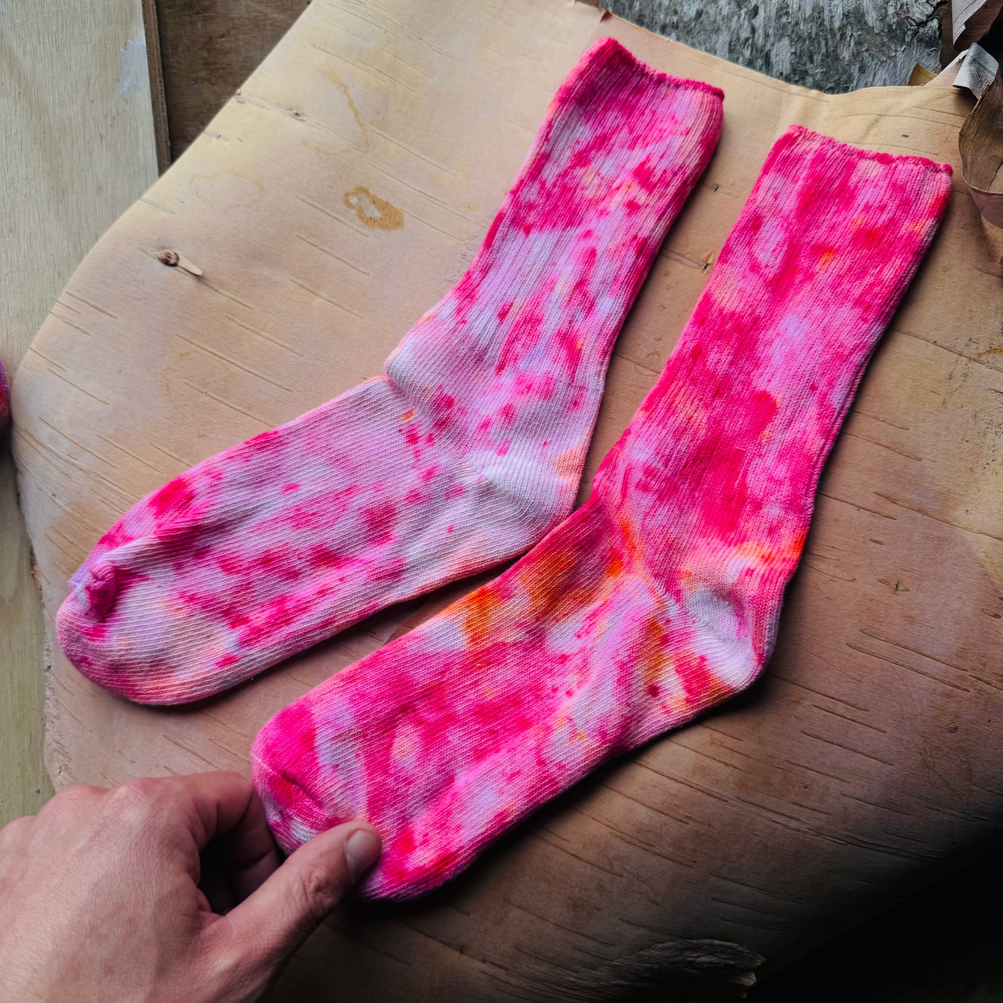 Hand Dyed Cotton Socks- Random Dyed by Scarfshop 17-20