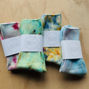 Hand Dyed Cotton Socks- Random Dyed by Scarfshop 21-24