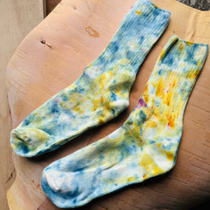 Hand Dyed Cotton Socks- Random Dyed by Scarfshop 21-24