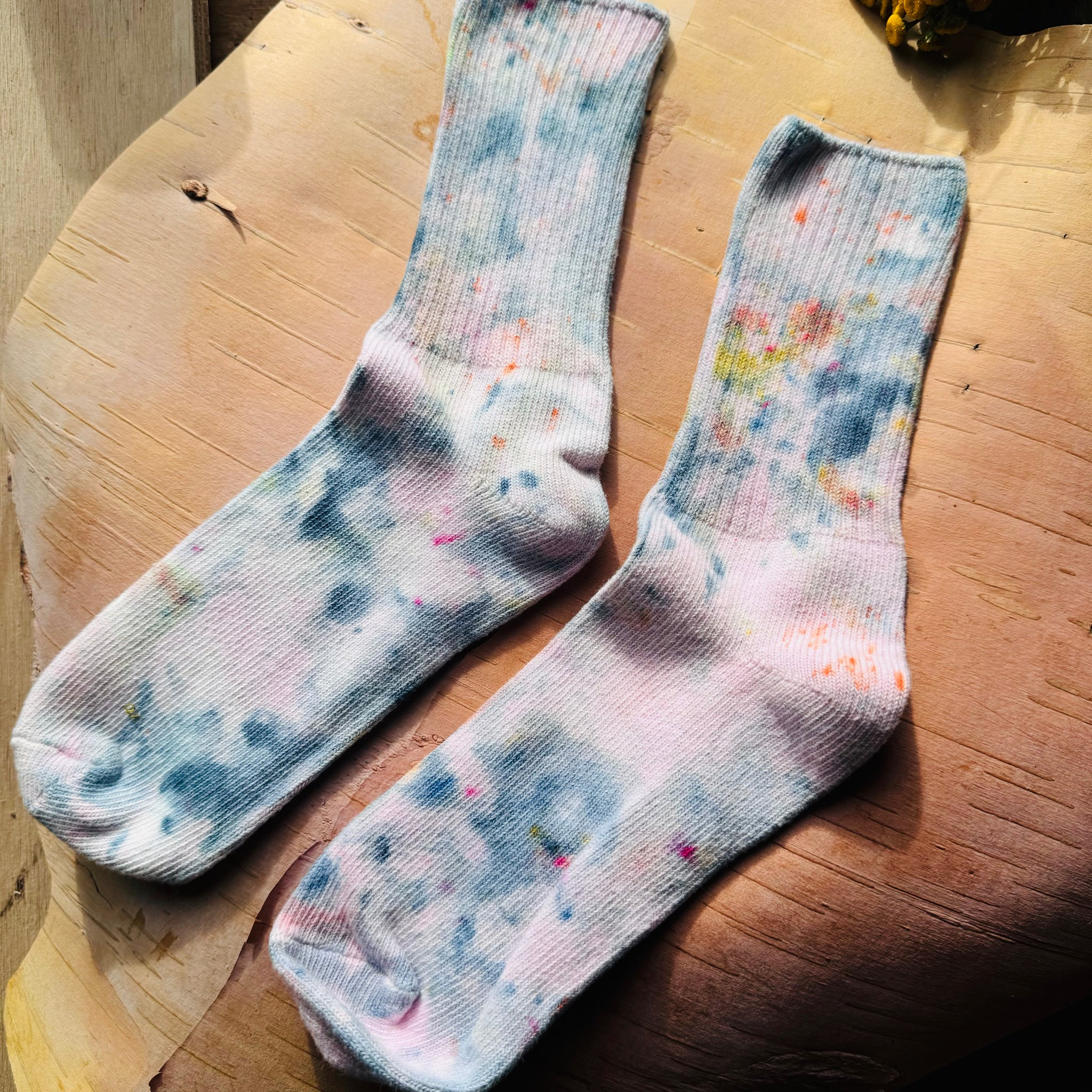 Hand Dyed Cotton Socks- Random Dyed by Scarfshop 29-32