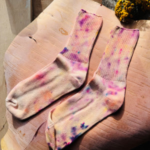 Hand Dyed Cotton Socks- Random Dyed by Scarfshop 29-32