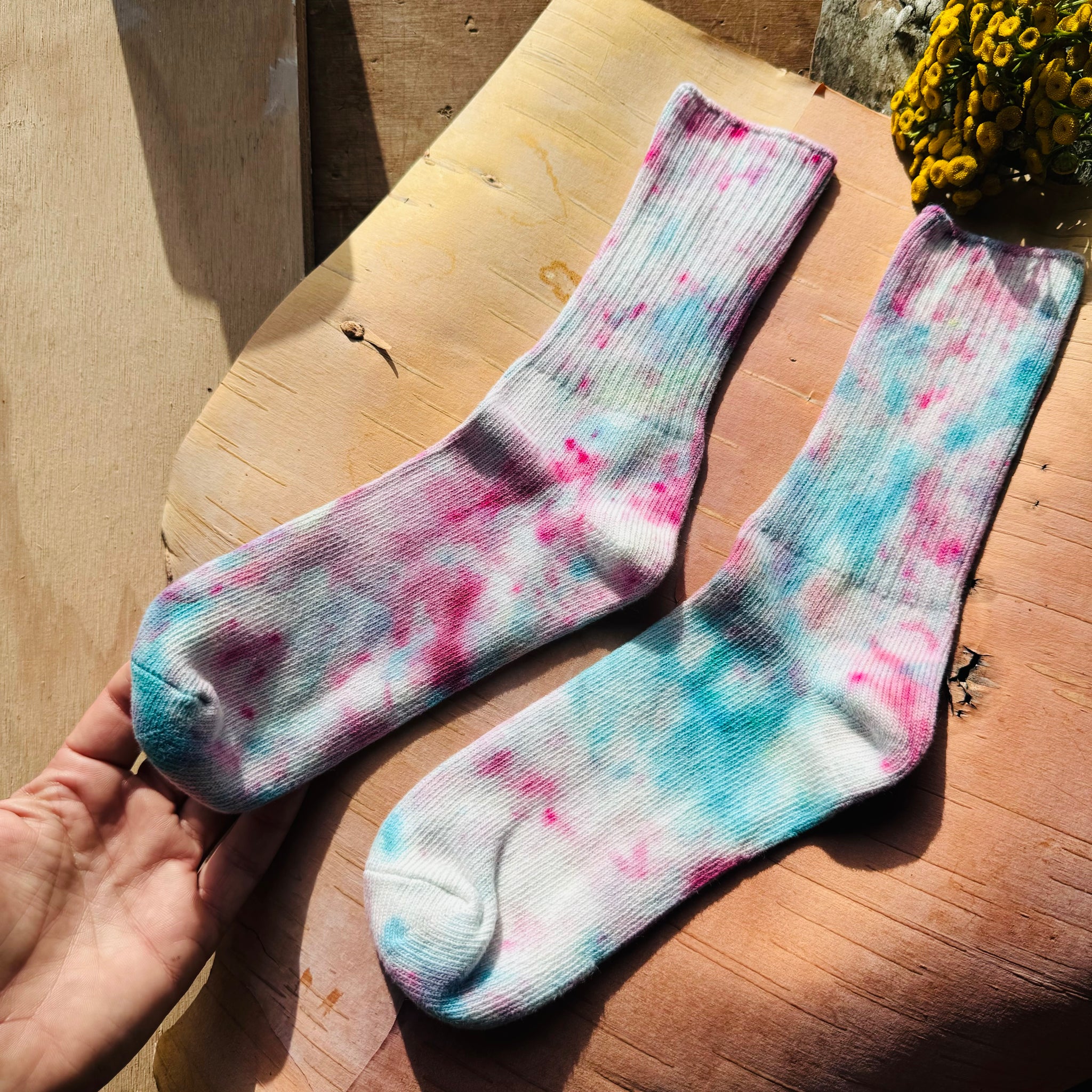 Hand Dyed Cotton Socks- Random Dyed by Scarfshop 33-37