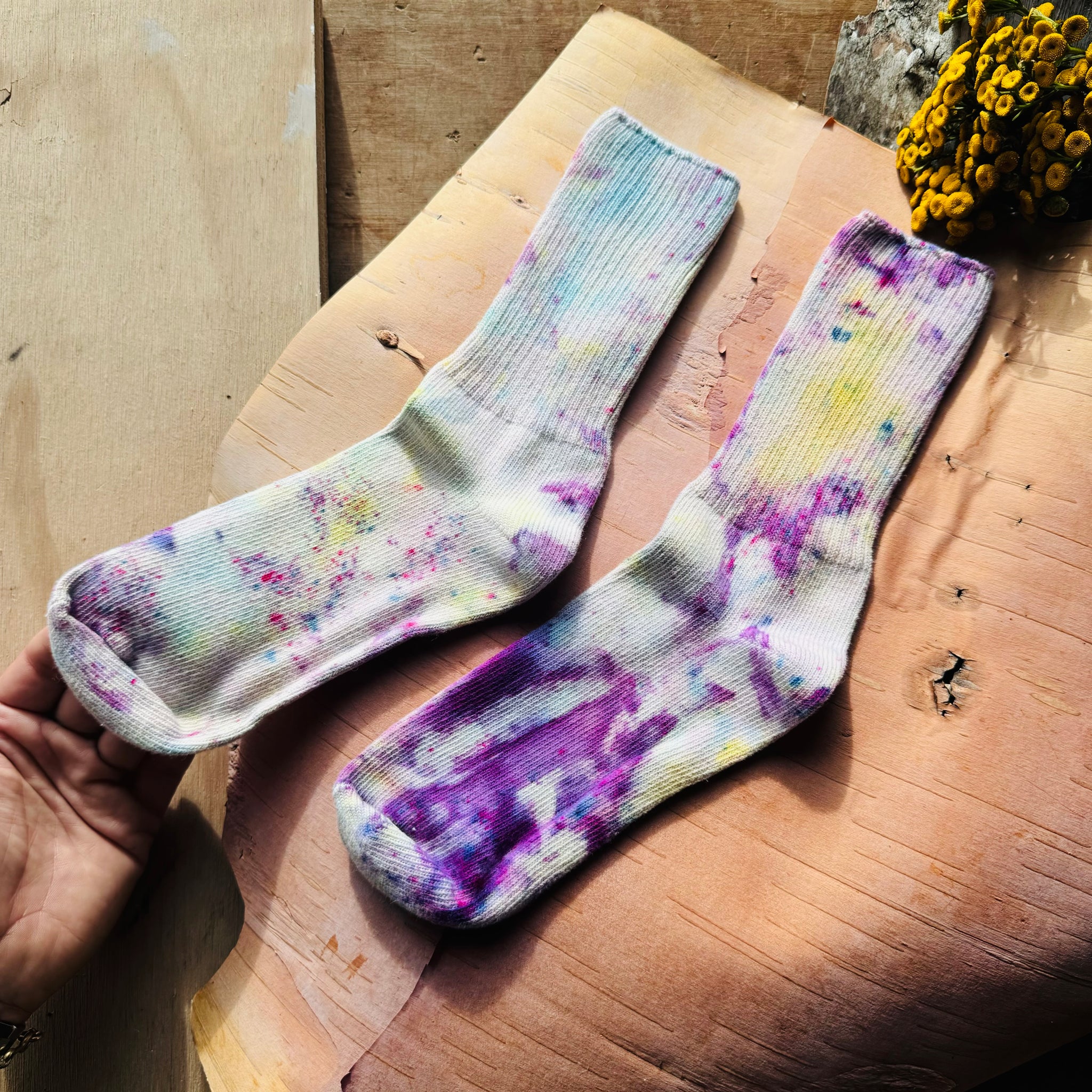 Hand Dyed Cotton Socks- Random Dyed by Scarfshop 38-42