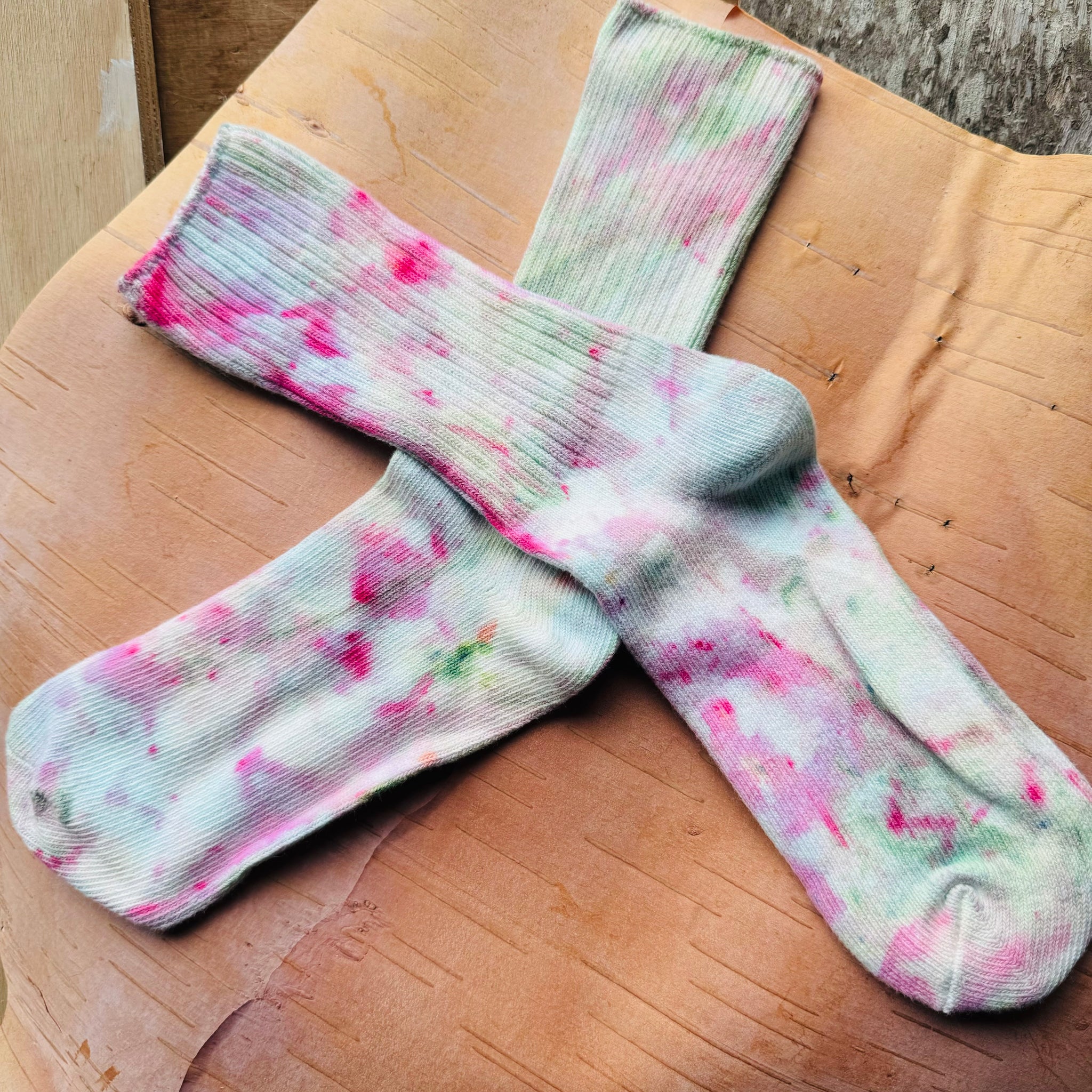 Hand Dyed Cotton Socks- Random Dyed by Scarfshop 5-8