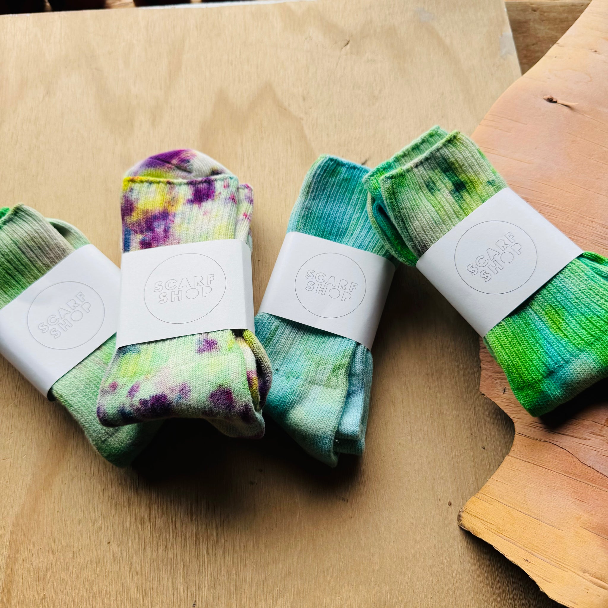 Hand Dyed Cotton Socks- Random Dyed by Scarfshop 9-12