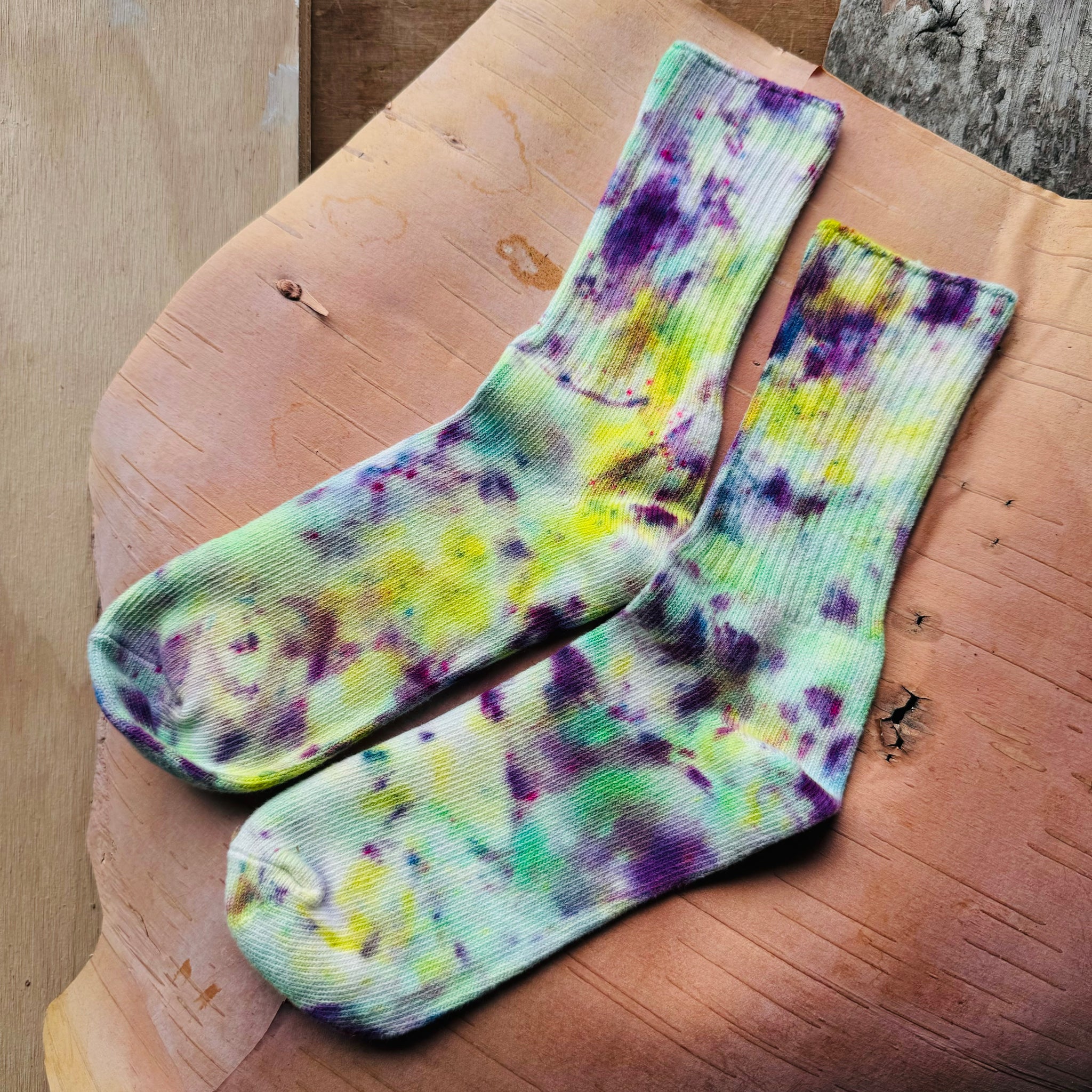 Hand Dyed Cotton Socks- Random Dyed by Scarfshop 9-12