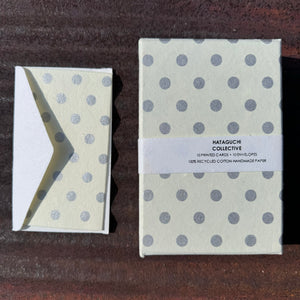 Hand Made Paper Stationery Set, Dots in Silver By Hataguchi Collective