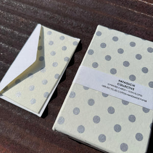 Hand Made Paper Stationery Set, Dots in Silver By Hataguchi Collective