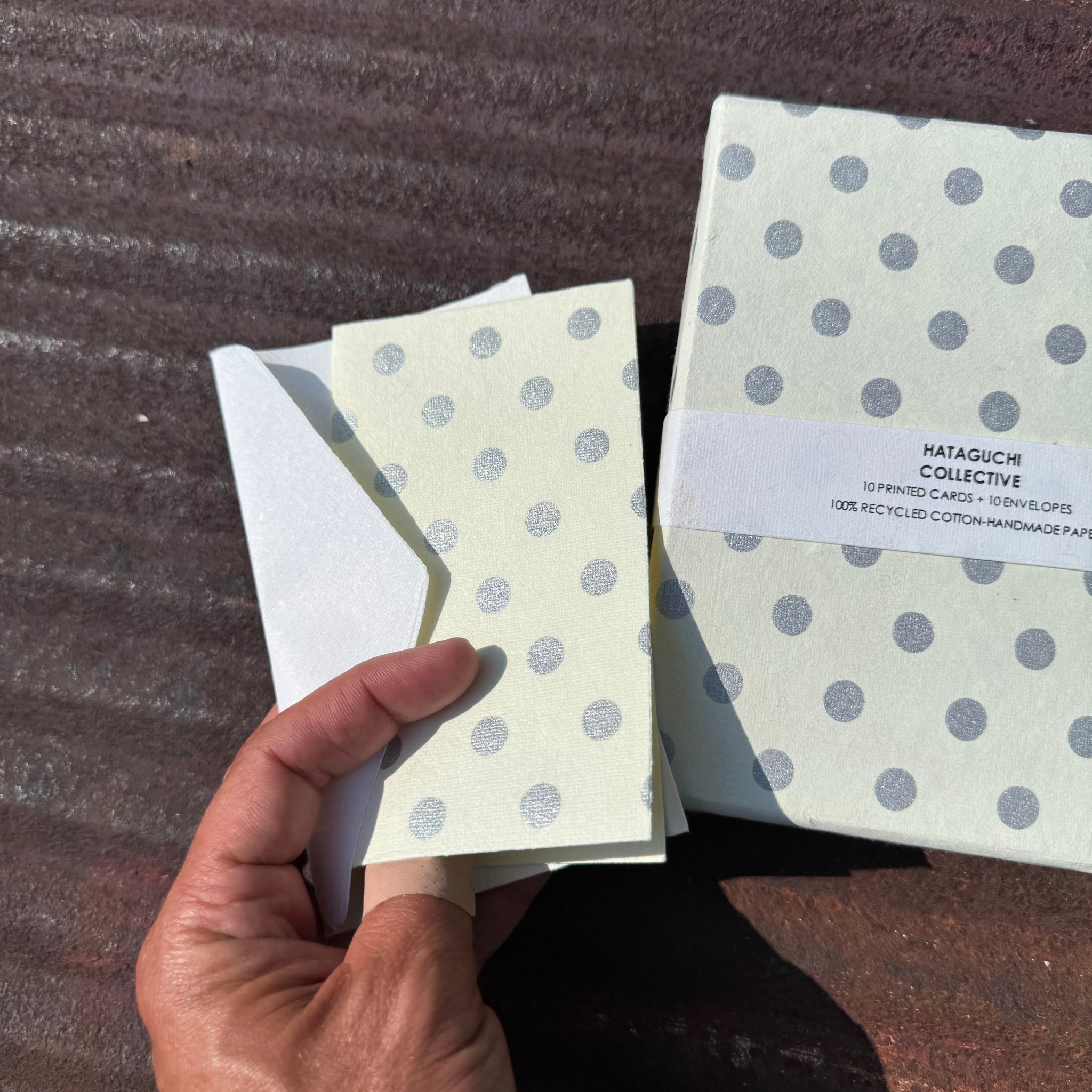 Hand Made Paper Stationery Set, Dots in Silver By Hataguchi Collective