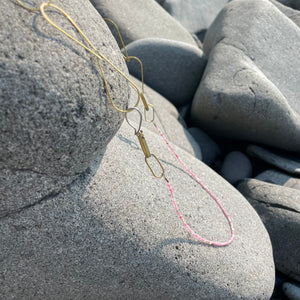 Handmade Brass Teardrop Chain Necklace with Stones by Eric Silva