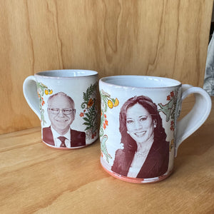 Harris and Walz THE TICKET  Decorated Ceramic Mug by Justin Rothshank