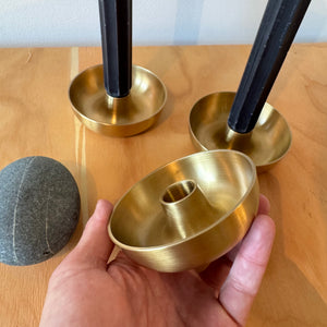 Large Hand-Forged Brass Round Candle Holder by Fog Linen