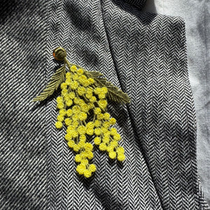 Mimosa Flowers Embroidered Brooch by Botanopia