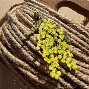 Mimosa Flowers Embroidered Brooch by Botanopia