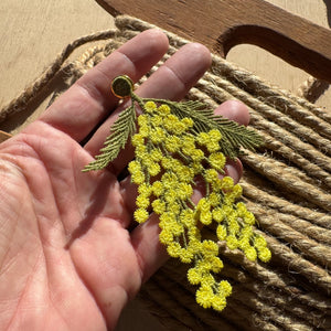 Mimosa Flowers Embroidered Brooch by Botanopia