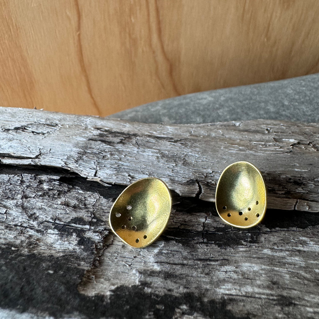 Mini Origin Stud Earrings in Brass by Mulxiply