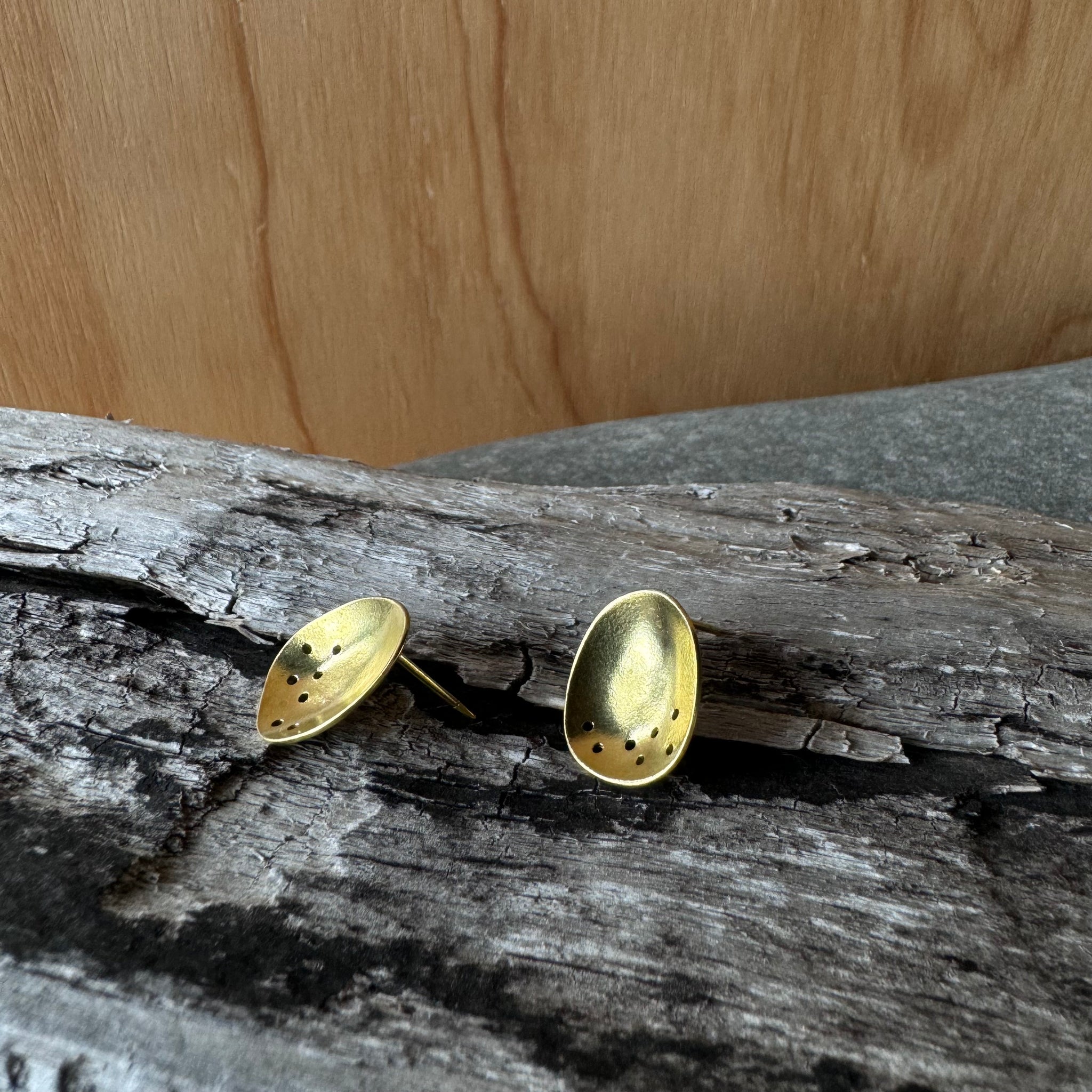 Mini Origin Stud Earrings in Brass by Mulxiply