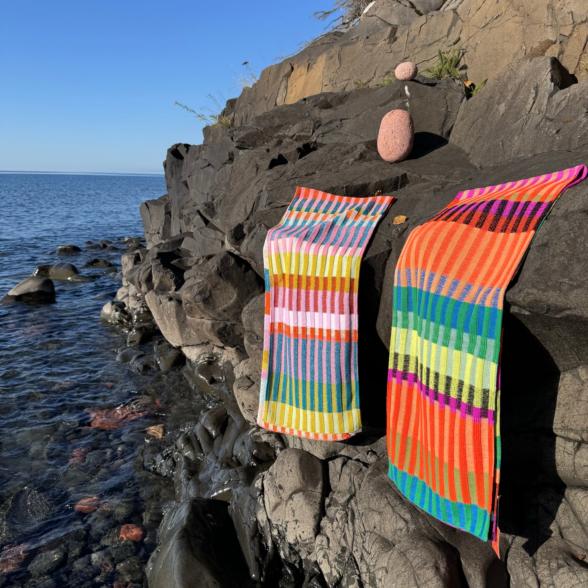 Mosaic Knit Stripe Scarf by Verloop Knits