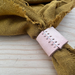 Naturally Dyed Leather Bolo Bandana Cuff by Eco Raw Studio