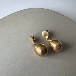 Pod Drop Earrings in Brass by Mulxiply