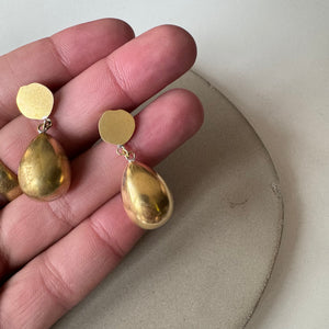 Pod Drop Earrings in Brass by Mulxiply