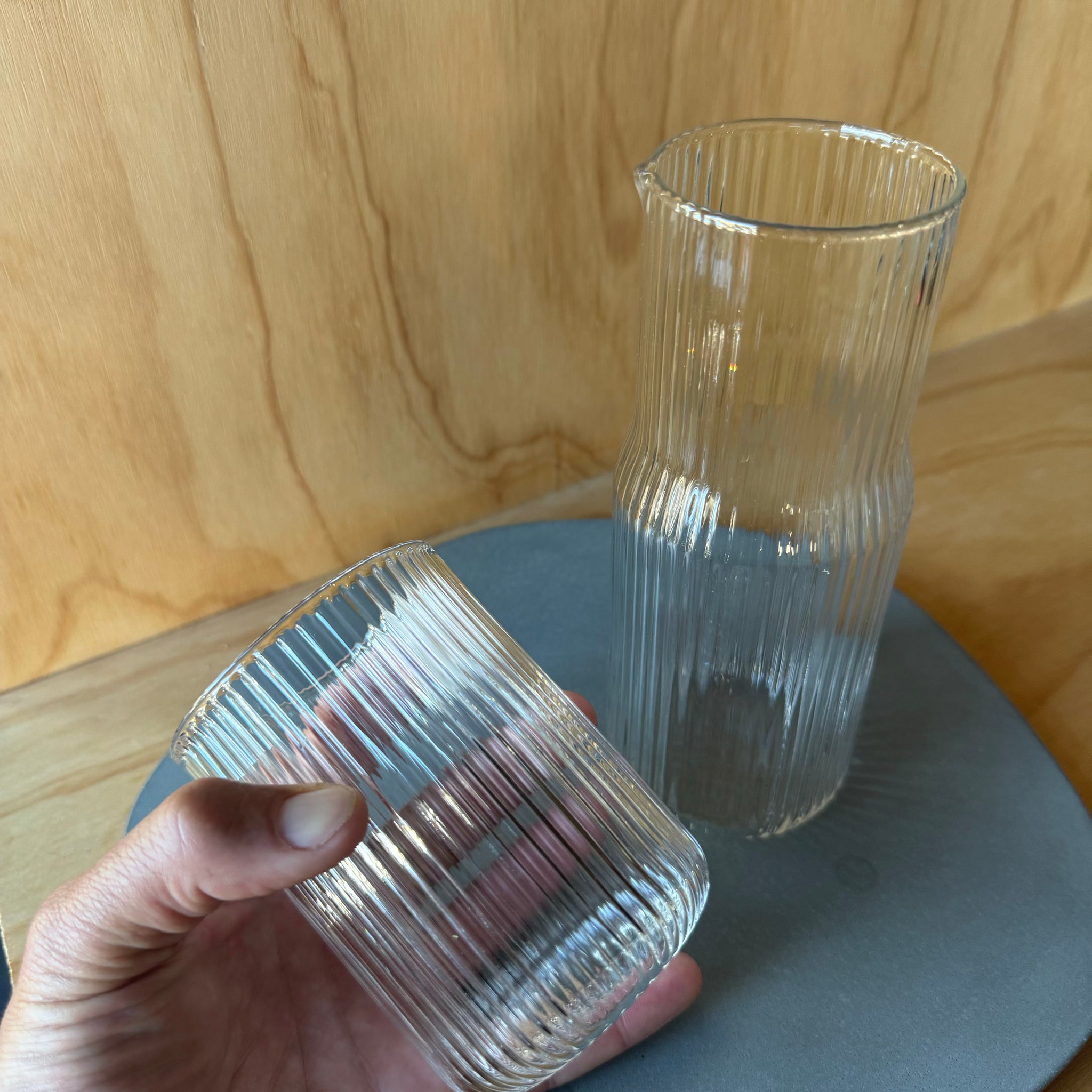 Ribbed Glass Carafe by GRY MATTR