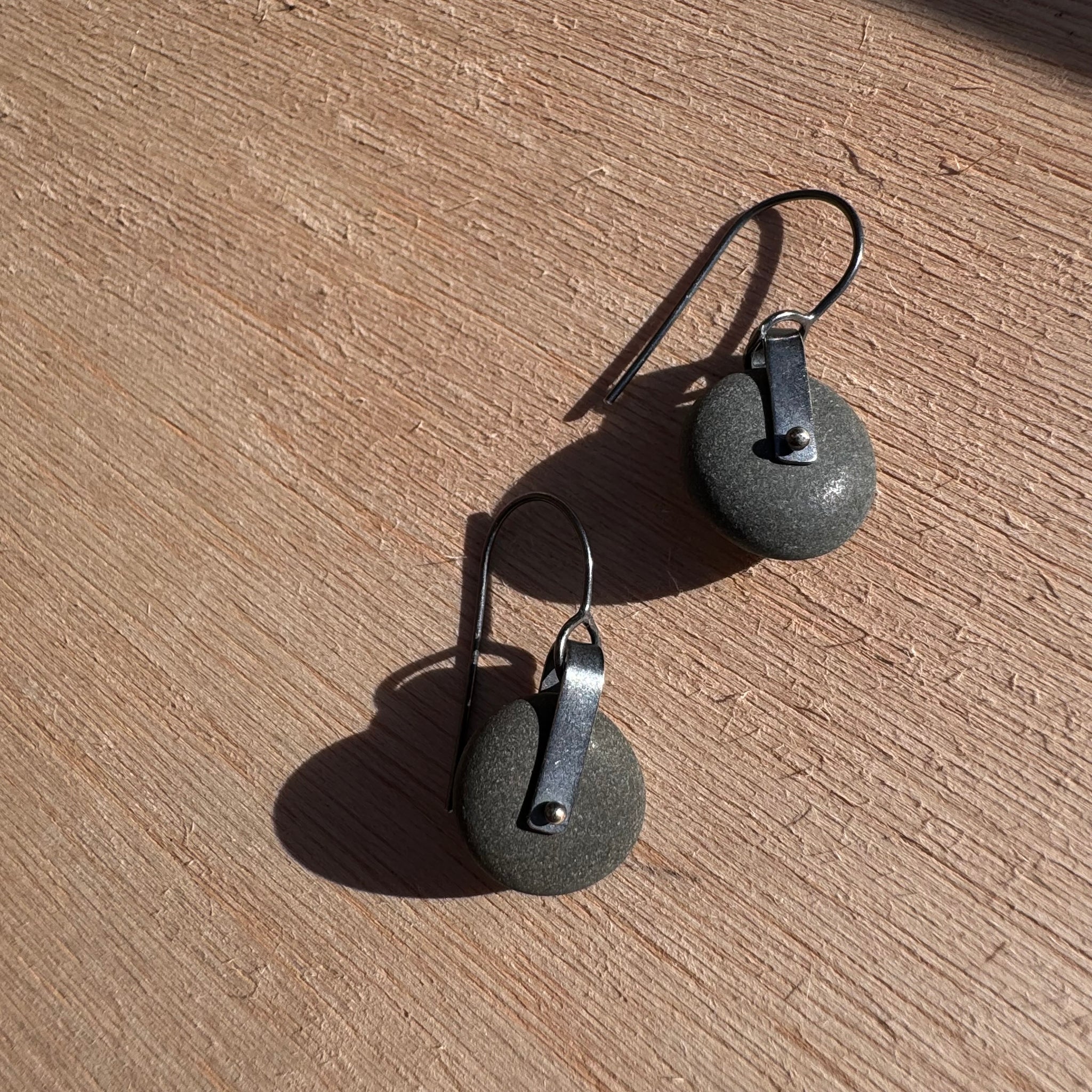 Rivet Stone Earrings by Lakestone Jewelry