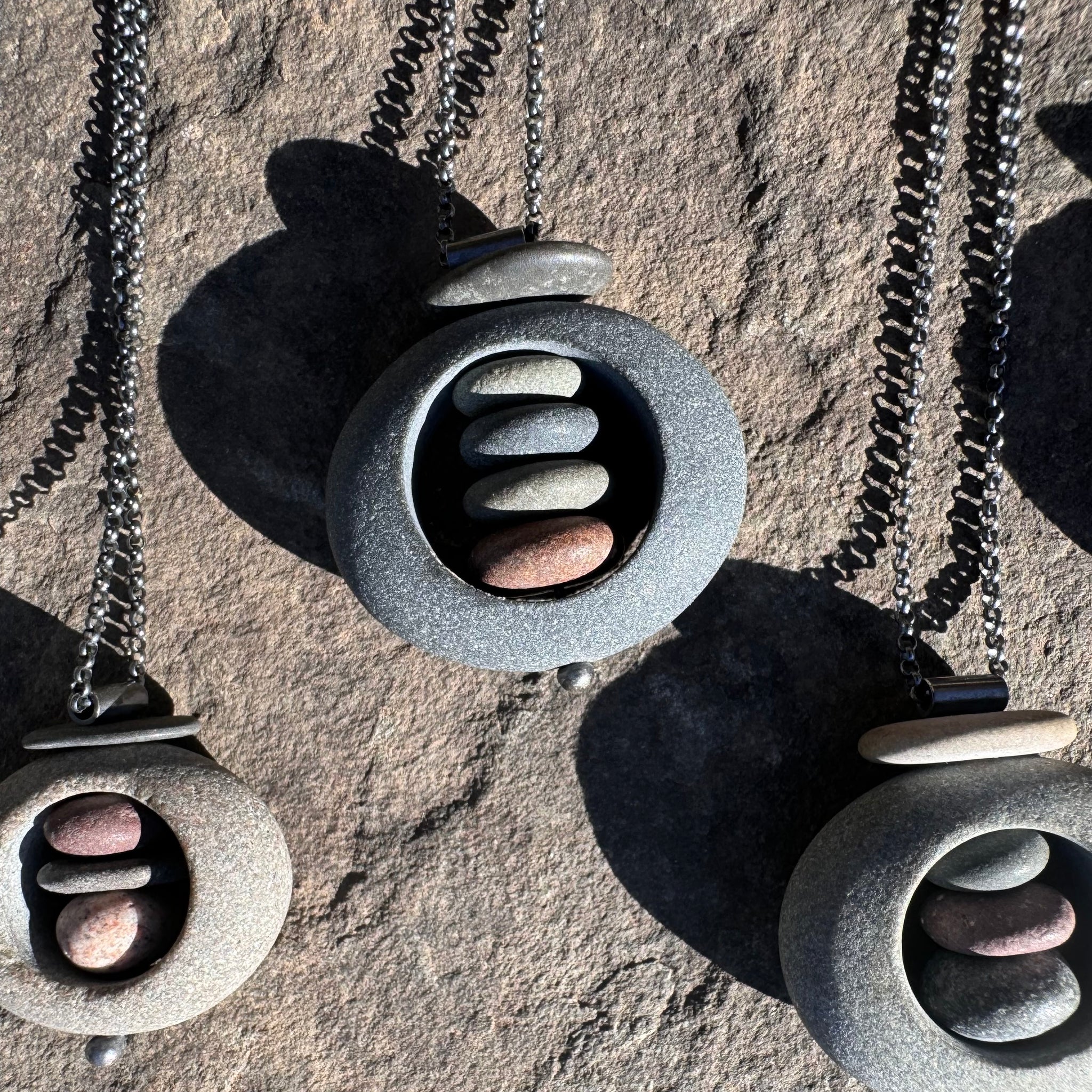 Rock in Rock Trio Necklace by Lakestone Jewelry