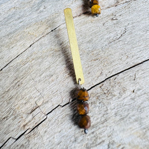 Simple Bar and Tiger's Eye Stone Stud Earrings by Eric Silva