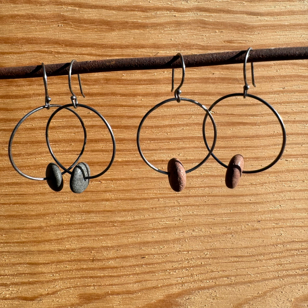 Stone Hoop Earrings by Lakestone Jewelry