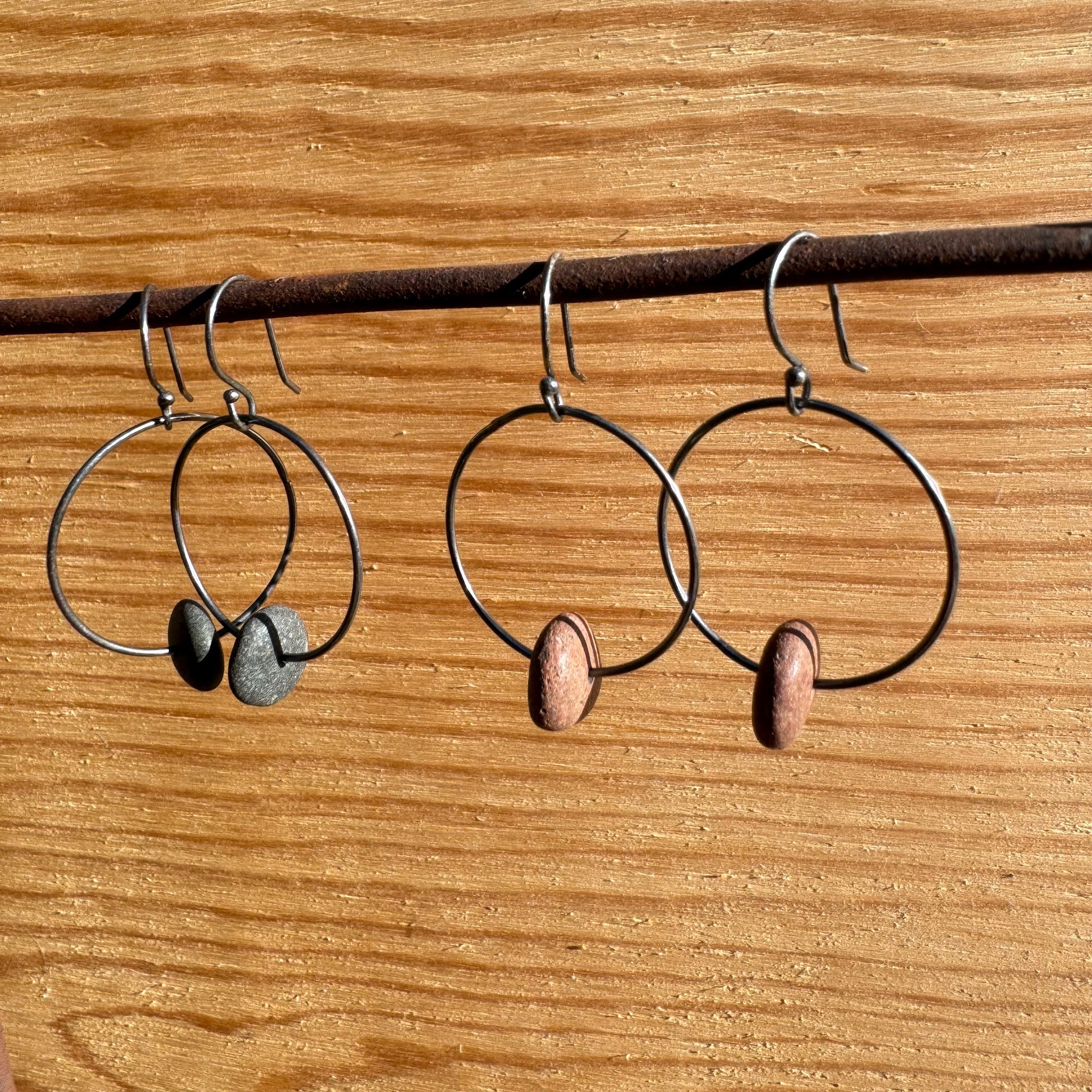 Stone Hoop Earrings by Lakestone Jewelry